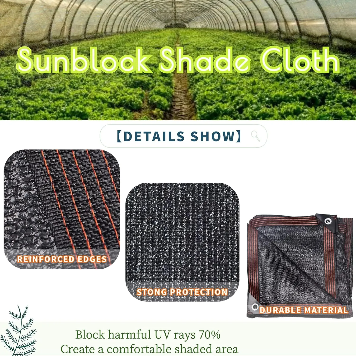 UCINNOVATE 2 Pack 70% Sunblock Shade Cloth 10ft x 10ft Shade Net Greenhouse Covers Fabric Mesh Tarp, Sunshade Sunscreen UV Resistant Netting with Grommets for Garden Patio Lawn Plant Outdoor Parking