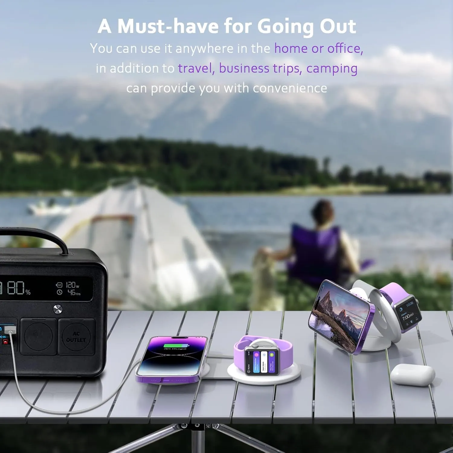 UCOMX Nano Mini Magnetic 2 in 1 Wireless Charger,Traveler Wireless Folding Charging Station,Compatible for iPhone 12/13/14/15/16 Pro Max,AirPods Pro,iWatch Ultra,Travel Charger for Multple Devices
