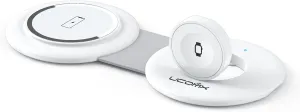 UCOMX Nano Mini Magnetic 2 in 1 Wireless Charger,Traveler Wireless Folding Charging Station,Compatible for iPhone 12/13/14/15/16 Pro Max,AirPods Pro,iWatch Ultra,Travel Charger for Multple Devices