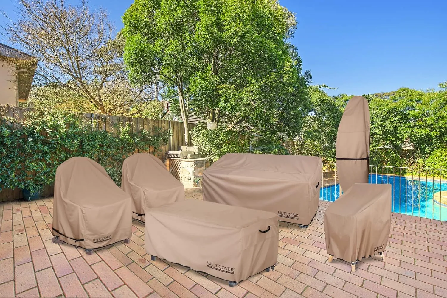 ULTCOVER Rectangular Gas Fire Pit Table Cover 44x28 inch Waterproof Heavy Duty Firepit Cover