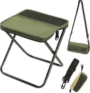 Ultra-Light Folding Stool – Supports Up to 265 Lbs, Foldable Stool Portable, Mountaineering and Hiking Portable, Ultralight Camping Stools for Hiking and Fishing (Green, Large)