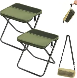 Ultra-Light Folding Stool – Supports up to 265 Lbs, Mountaineering and Hiking Portable Stool, Portable Seats for Travel, Pocket Chair for Hiking and Fishing (Green, S*2)