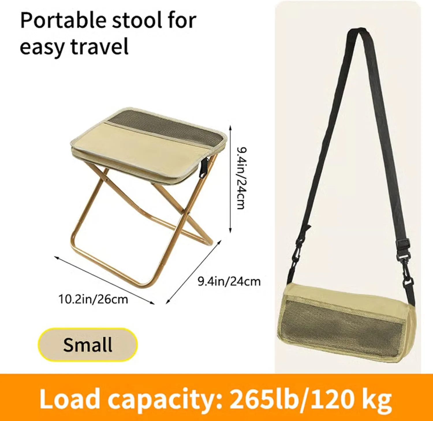 Ultra-Light Folding Stool – Supports up to 265 Lbs, Mountaineering and Hiking Portable Stool, Portable Seats for Travel, Pocket Chair for Hiking and Fishing with Carrying Bag (Green, S)