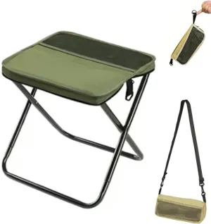 Ultra-Light Folding Stool – Supports up to 265 Lbs, Mountaineering and Hiking Portable Stool, Portable Seats for Travel, Pocket Chair for Hiking and Fishing with Carrying Bag (Green, S)