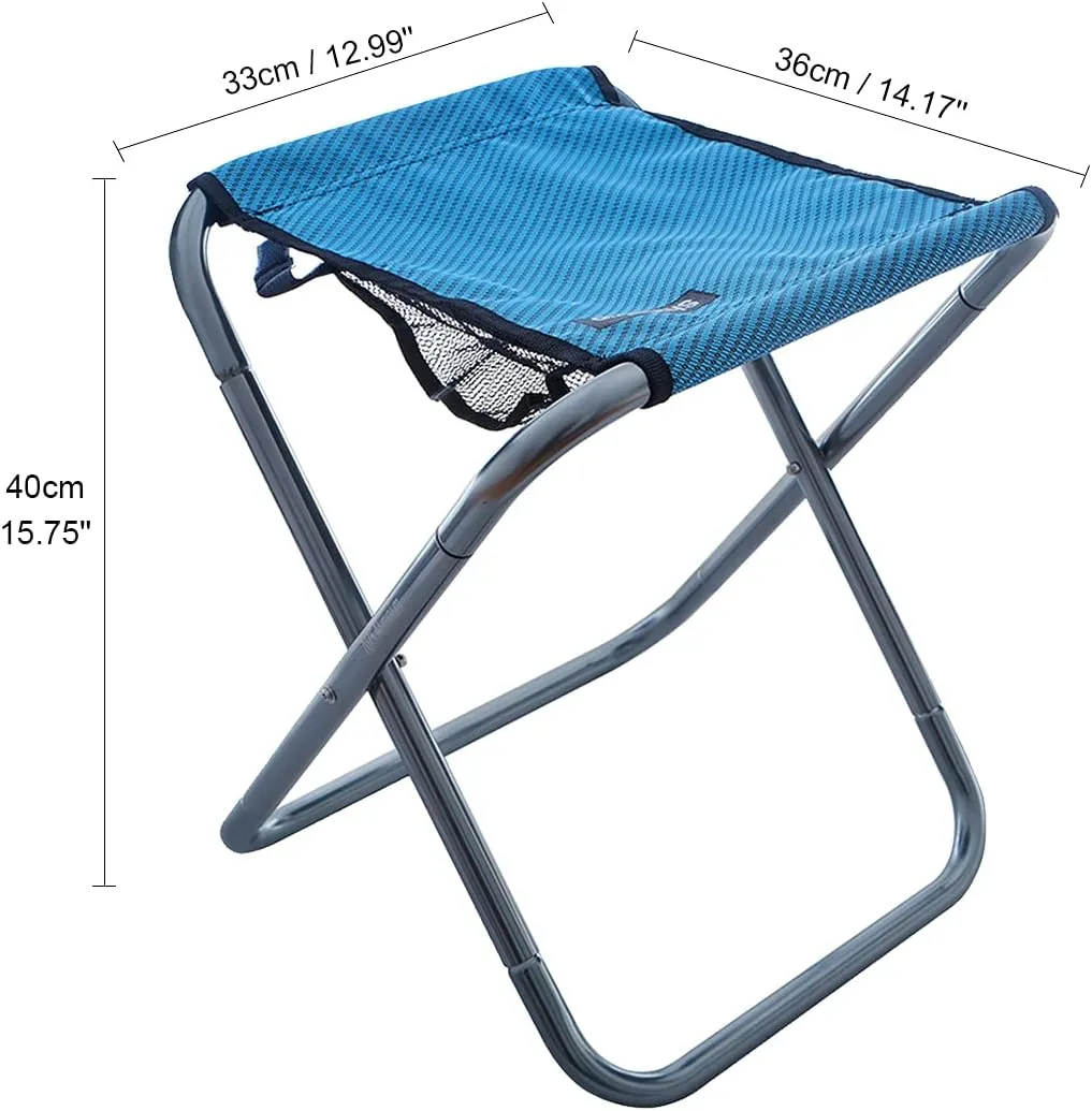 UNISTRENGH Folding Camping Stool Aluminum Alloy Portable Lightweight Camp Chair for Outdoor Drawing Picnic Fishing Hunting Hiking BBQ (Blue)