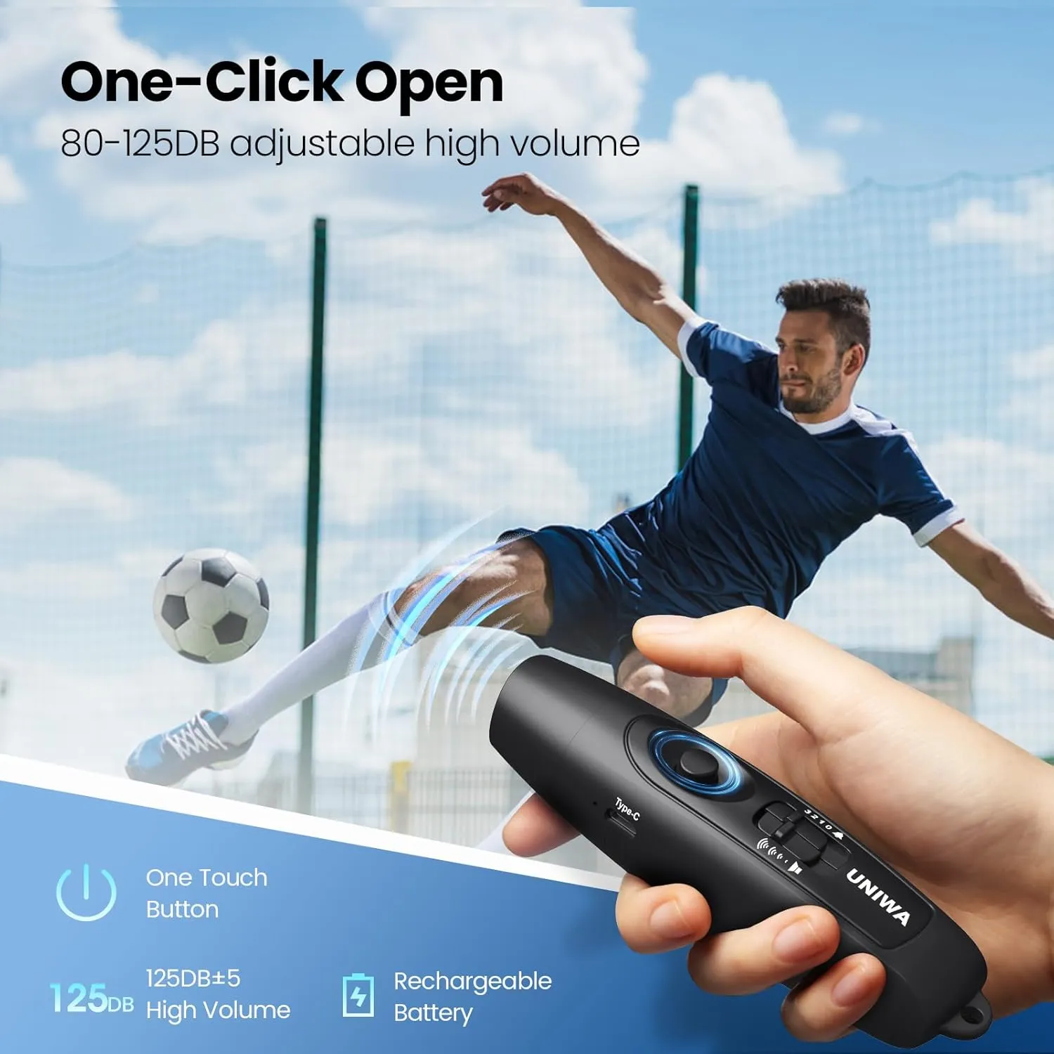 UNIWA Electronic Whistle with USB Charging, 3 Tone & 3 High Volume Hand Emergency Whistle for Referee Coaches Teacher, Outdoor Sport Game Camping Safety Electric Whistle with Lanyard