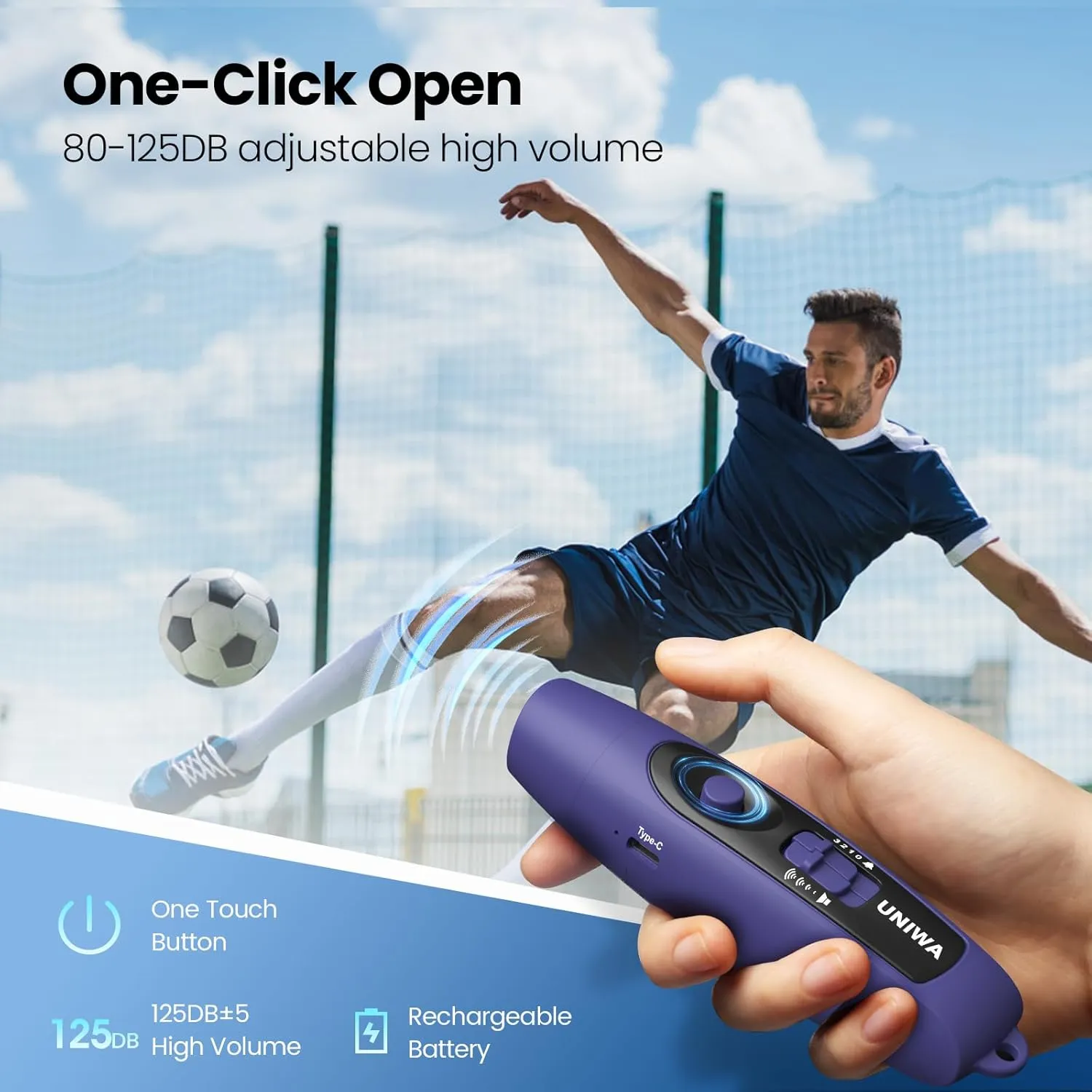 UNIWA Electronic Whistle with USB Charging, 3 Tone & 3 High Volume Hand Emergency Whistle for Referee Coaches Teacher, Outdoor Sport Game Camping Safety Electric Whistle with Lanyard