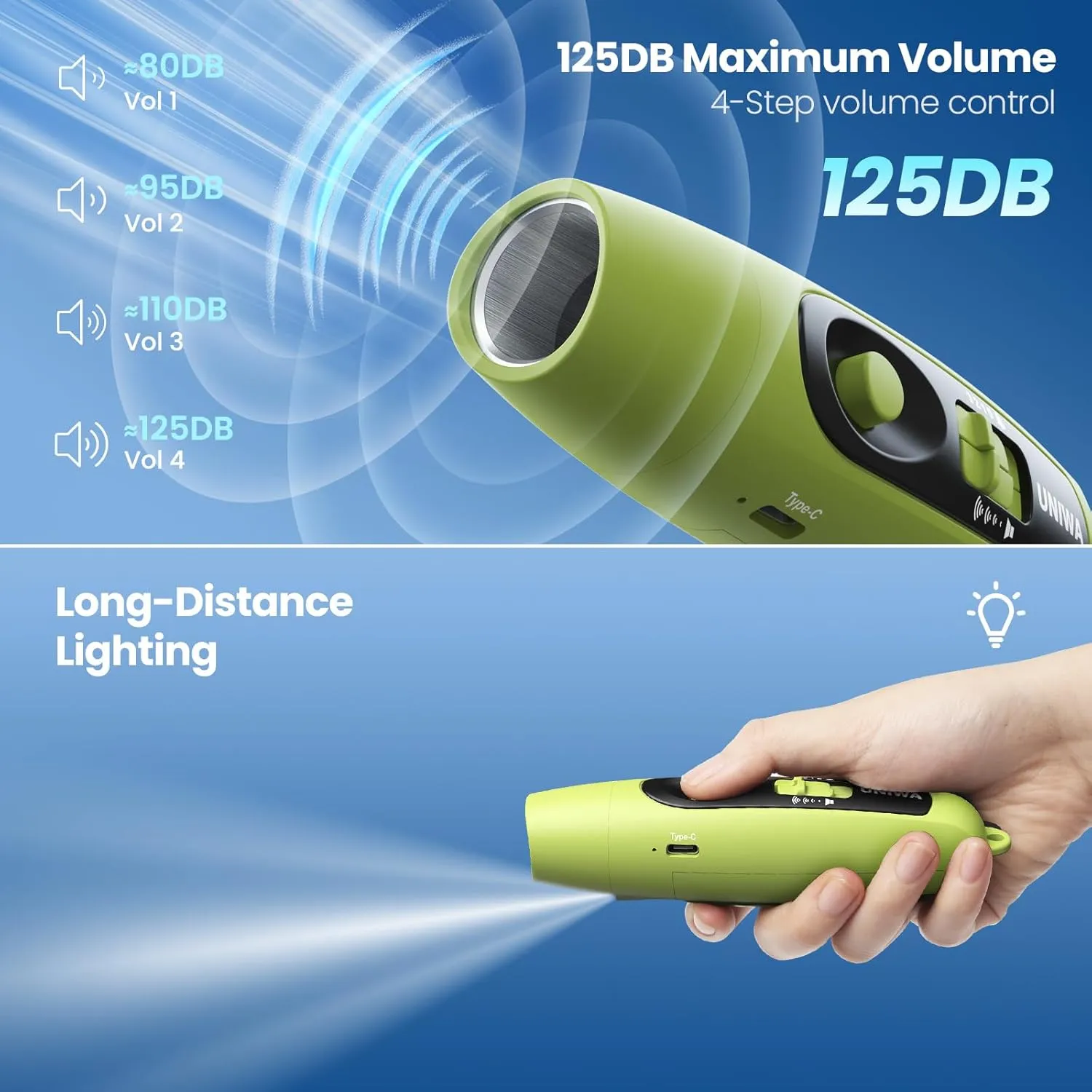 UNIWA Electronic Whistle with USB Charging, 3 Tone & 3 High Volume Hand Emergency Whistle for Referee Coaches Teacher, Outdoor Sport Game Camping Safety Electric Whistle with Lanyard