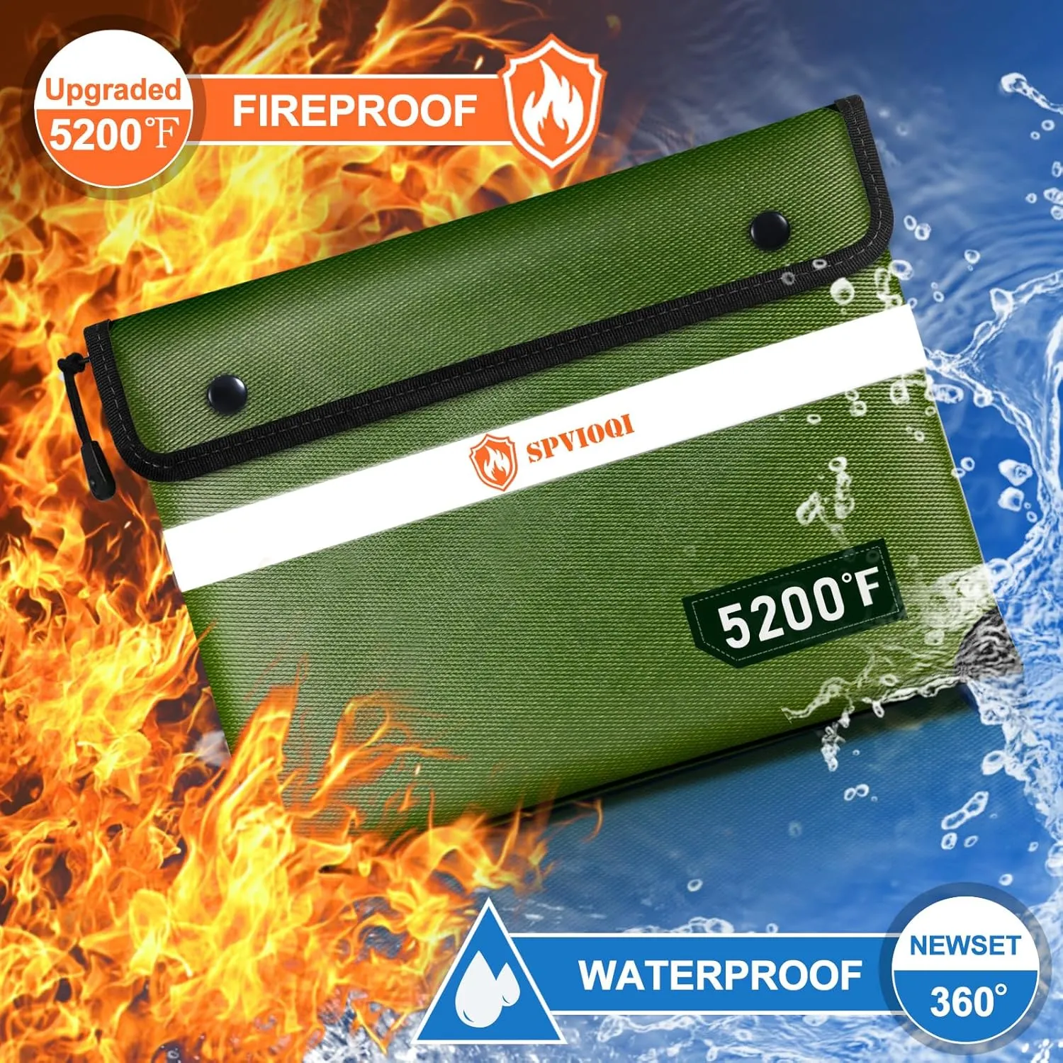 Upgraded 5200°F Fireproof Document Bag - Heat Insulated, Fireproof Safe Pouch with Zipper, 8 Layers of Functional Materials, Fireproof Money Bag for Cash/Documents/Valuables, Water Resistant Fire Bag