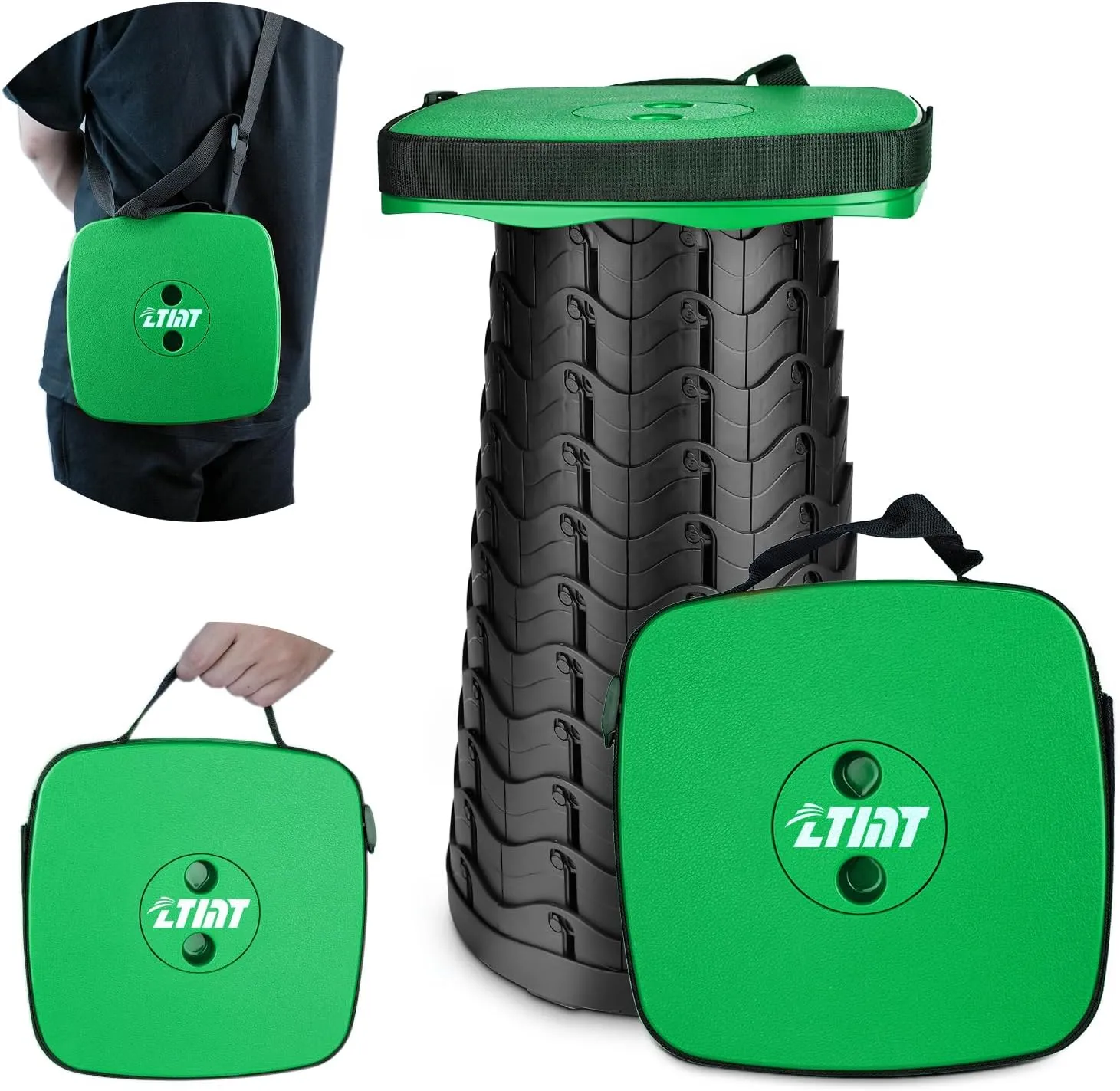 Upgraded Folding Stool - 485lbs Load Capacity,Telescopic Stool,Portable Collapsible Seat for Camping,Fishing,Hiking,Travel