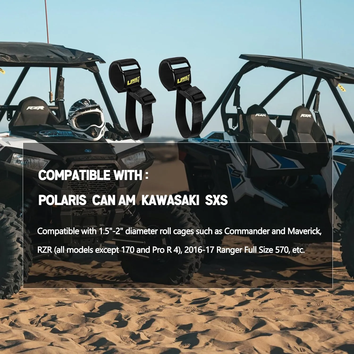 Upgraded UTV Gun Holder for Shovel Rifle Bow, Roll Bar Mount Tool Strap Compatible with Polaris RZR Ranger Can am SXS ATV Boat Lawn Movers - 2 Pack