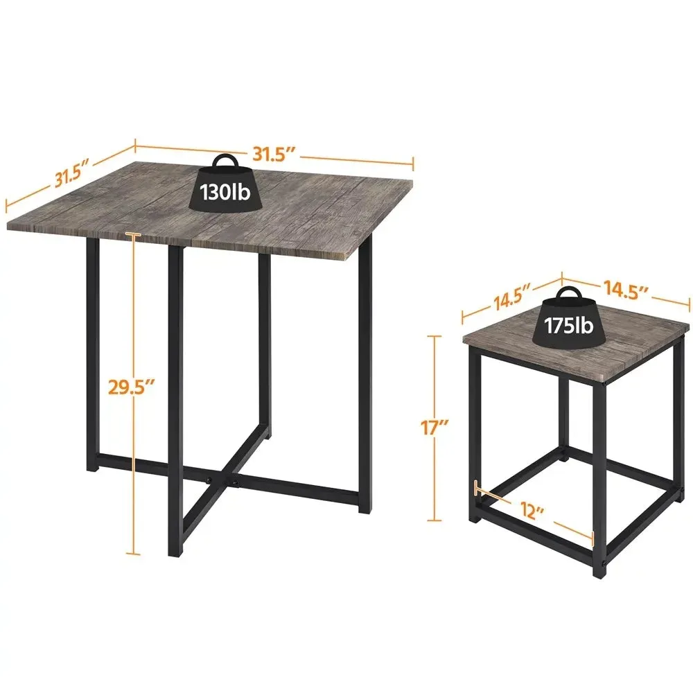 Urban Loft 5-Piece Compact Dining Ensemble with Square Table & Stools