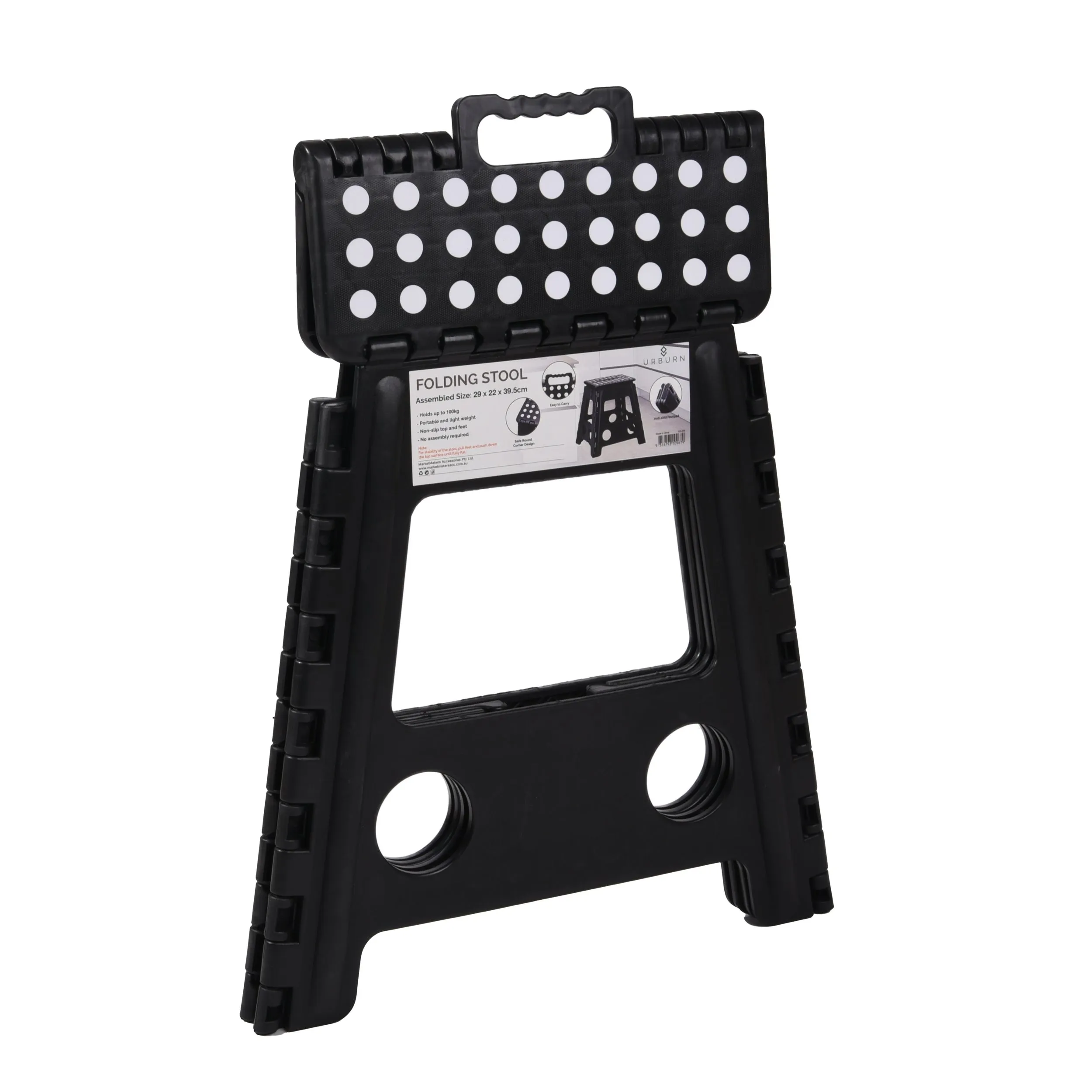 Urburn Large Foldable Step Stool - Black/White