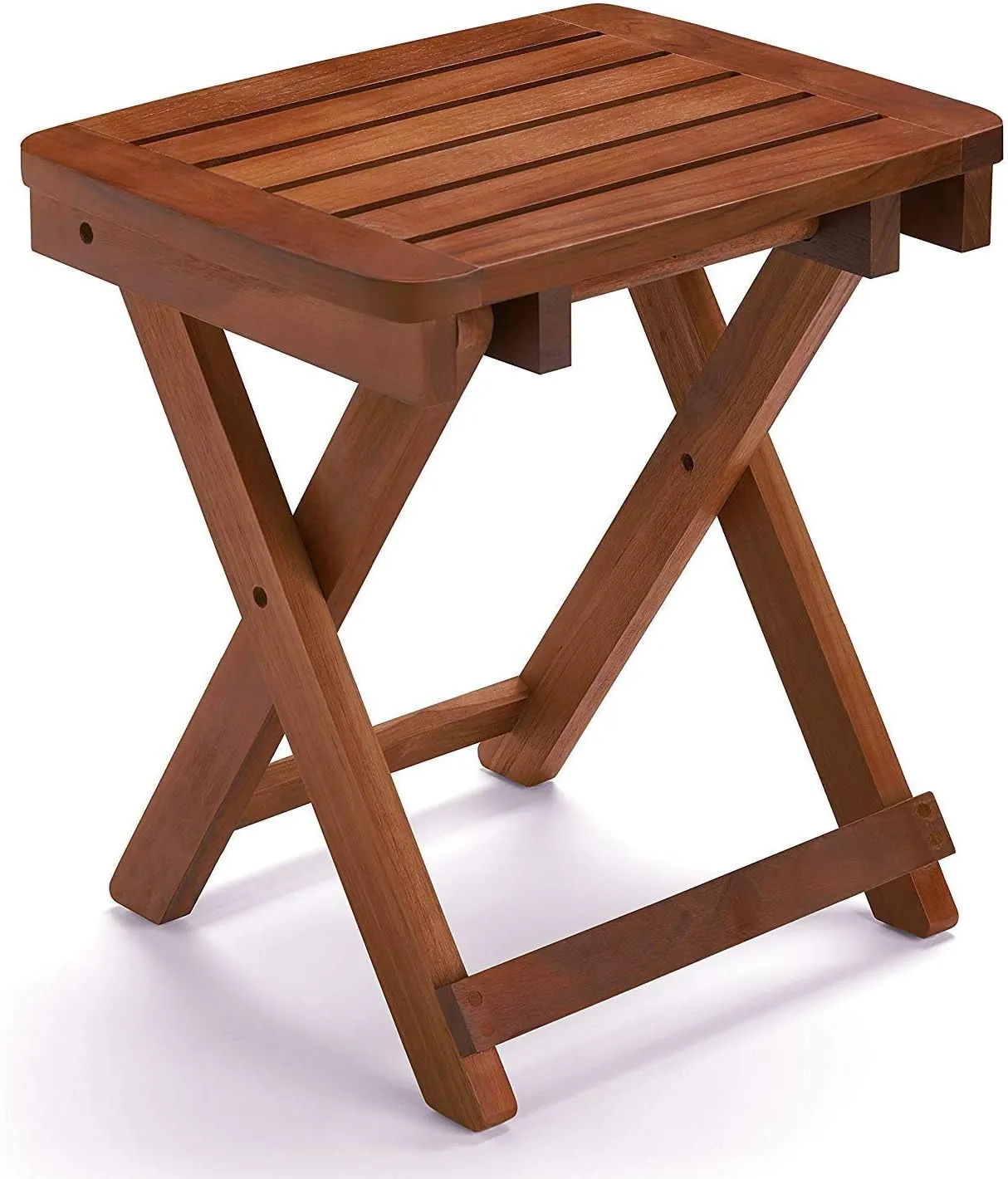 URFORESTIC Shower Bench-Bamboo Folding Shower Stool Seat Chair Fully Assembled-Hold Up to 500 LBS