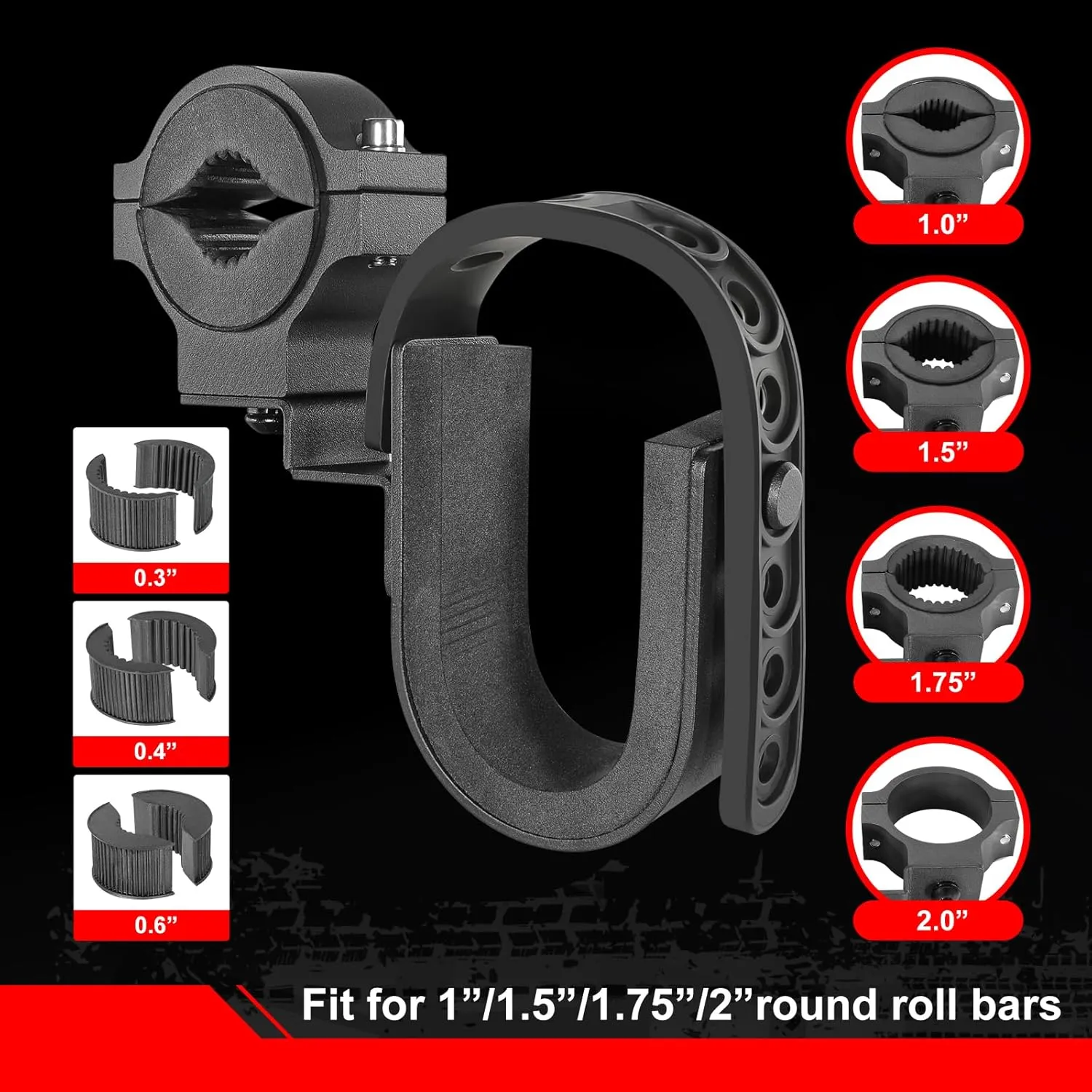 UTV Hunting Tool Rack Holder Utility Roll Bar Shovel Bow Brackets Rack Fit for 1”-2” Roll Bar UTV Hunting Accessories for Polaris Ranger RZR Can-Am Maverick X3/Sport/Defender Glof Cart