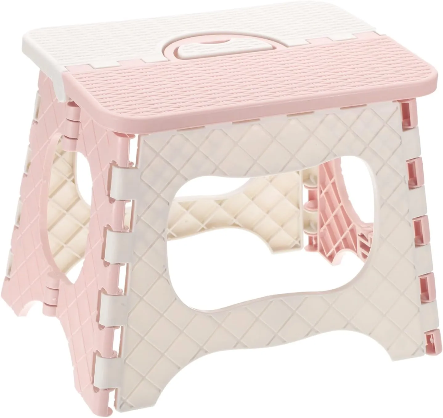 uxcell 8" Folding Step Stool for Adults 165 lbs Capacity Non-Slip Step Stool with Handle Collapsible Foot Stools, Pink Small Stepping Stool for Bathroom, Bedroom, Kitchen