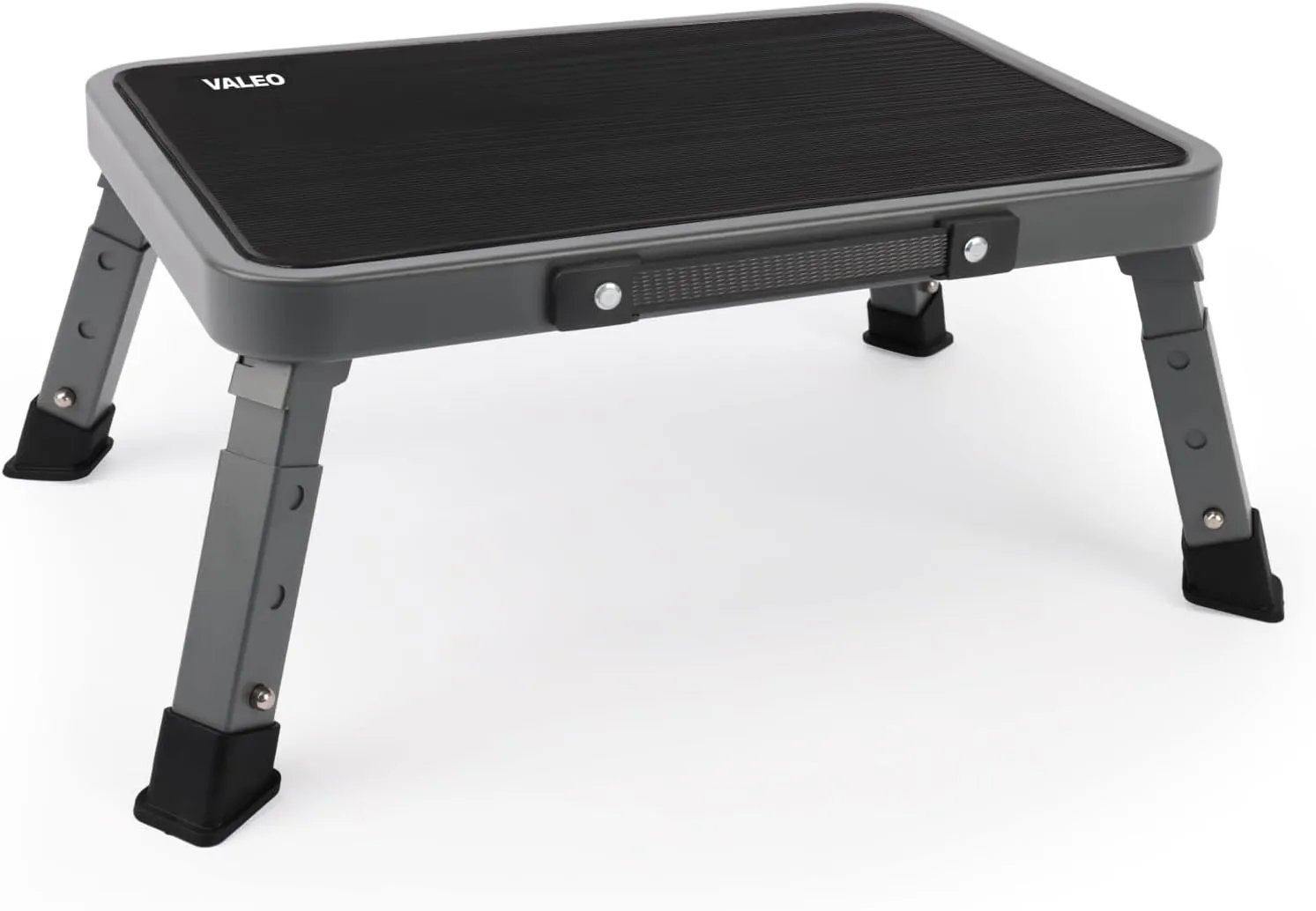 Valeo Folding Step Stool, Adjustable Step Stool with Non-Slip Platform, 330 Lbs Capacity, Step Ladder for Adults or Kids in Kitchen, Bathroom, RV, Camping, Office, Black