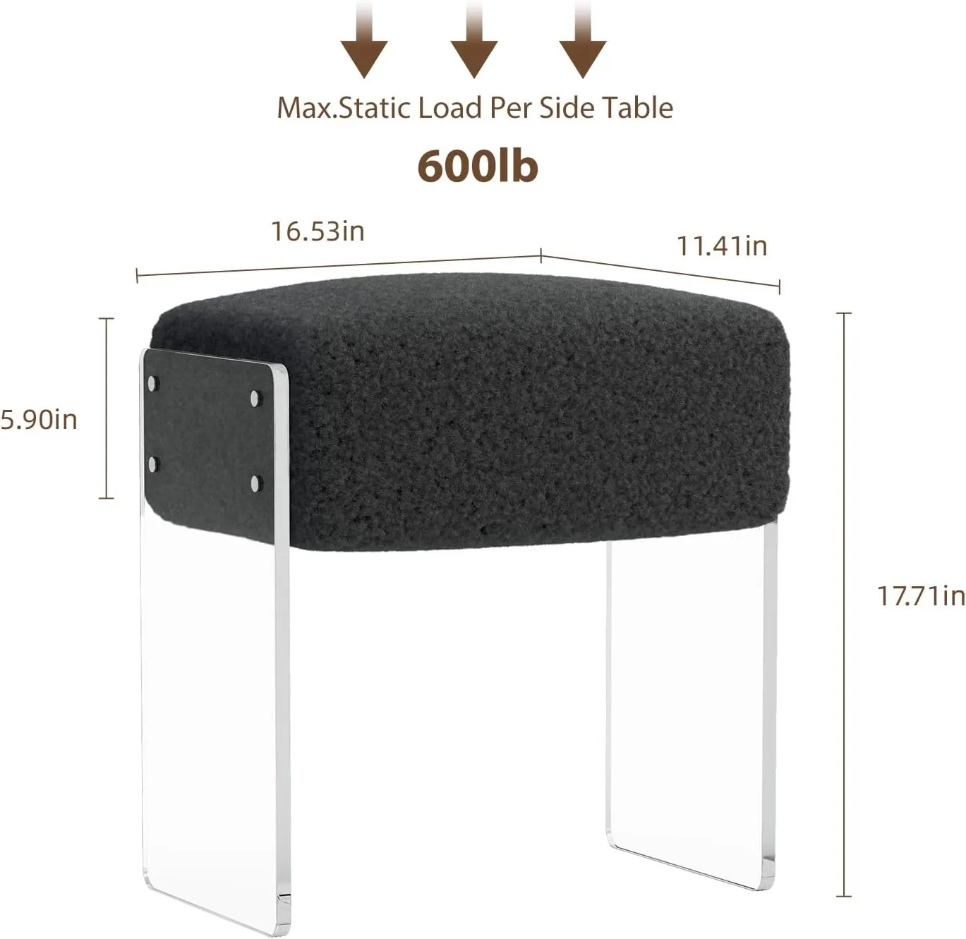 Vanity Stool Chair and Foot Rest -Modern Vanity Stool and Footstool with Wool and Acrylic Leg for Makeup Room, Living Room , Bedroom, Boucle Ottomans for Birthday, Christmas, Halloween, Easter Gifts