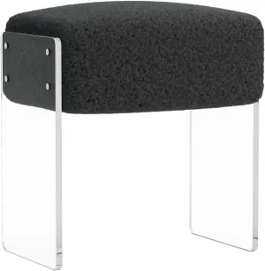 Vanity Stool Chair and Foot Rest -Modern Vanity Stool and Footstool with Wool and Acrylic Leg for Makeup Room, Living Room , Bedroom, Boucle Ottomans for Birthday, Christmas, Halloween, Easter Gifts