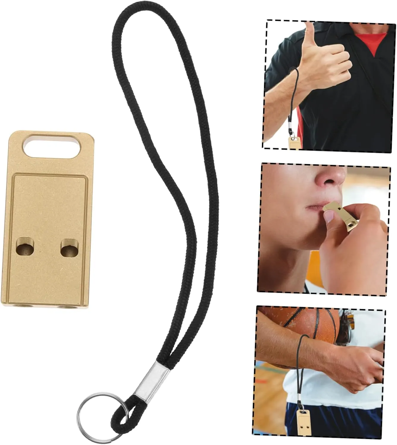 VANZACK 2pcs Whistle Mini Brass Pendant Loud Outdoor Hanging Decor Bear Bells for Hiking Metal Keychain Mini