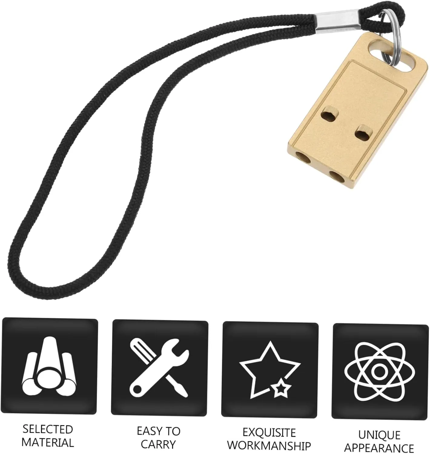 VANZACK 2pcs Whistle Mini Brass Pendant Loud Outdoor Hanging Decor Bear Bells for Hiking Metal Keychain Mini