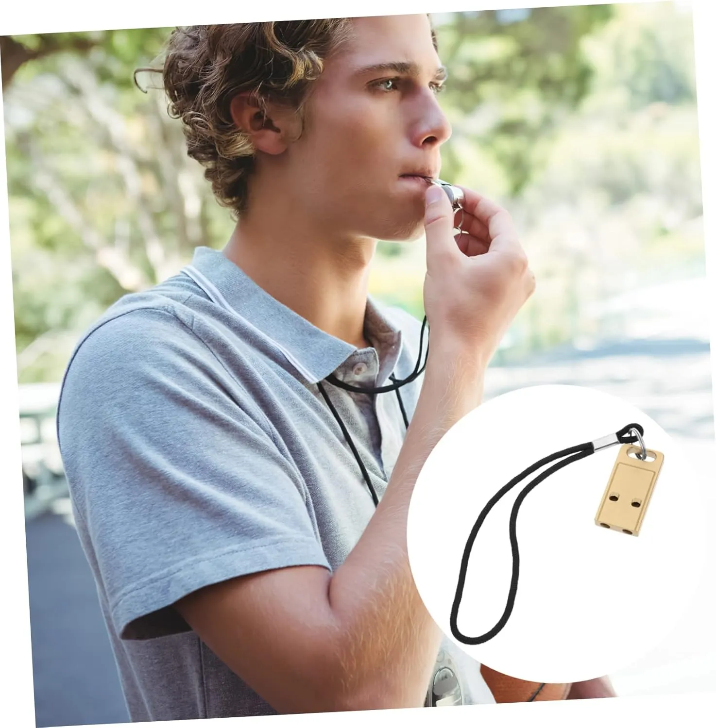 VANZACK 2pcs Whistle Mini Brass Pendant Loud Outdoor Hanging Decor Bear Bells for Hiking Metal Keychain Mini