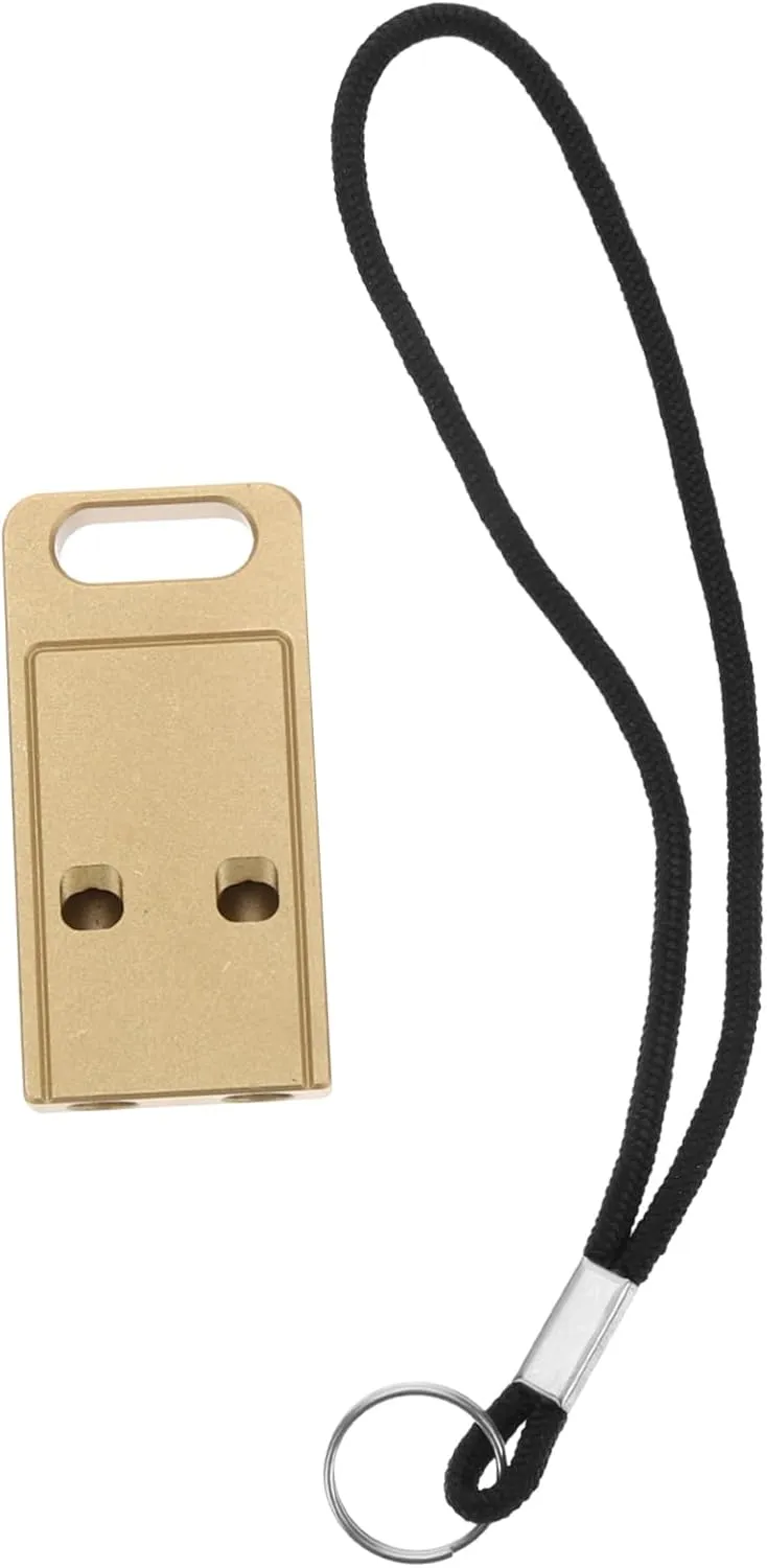 VANZACK 2pcs Whistle Mini Brass Pendant Loud Outdoor Hanging Decor Bear Bells for Hiking Metal Keychain Mini