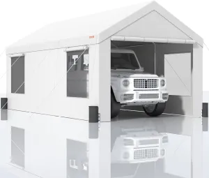 VEVOR Carport, 12'x20' Extra Large Heavy Duty Carport, Upgraded Portable Garage Car Canopy with Roll-up Ventilated Windows, Removable Sidewalls, Waterproof UV Resistant All-Season Tarp for Parking