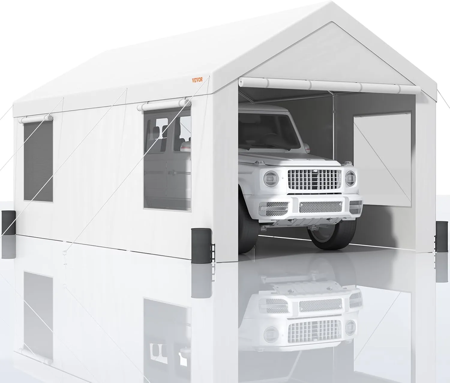 VEVOR Carport, 12'x20' Extra Large Heavy Duty Carport, Upgraded Portable Garage Car Canopy with Roll-up Ventilated Windows, Removable Sidewalls, Waterproof UV Resistant All-Season Tarp for Parking