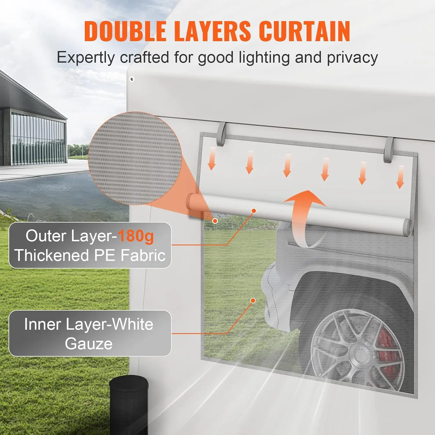 VEVOR Carport, 12'x20' Extra Large Heavy Duty Carport, Upgraded Portable Garage Car Canopy with Roll-up Ventilated Windows, Removable Sidewalls, Waterproof UV Resistant All-Season Tarp for Parking