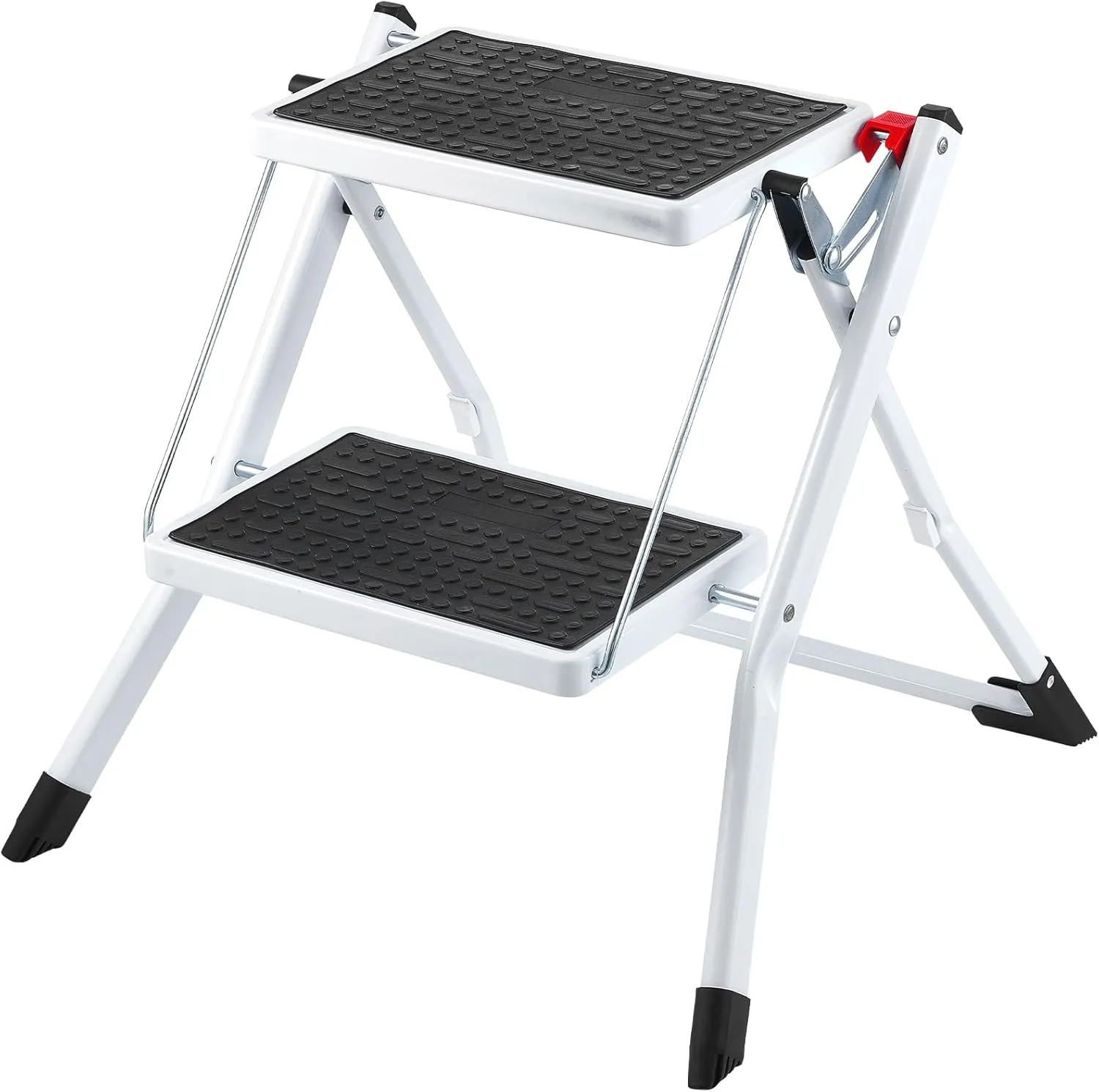 VEVOR Step Ladder 2-Step 330lbs Capacity, Ergonomic Folding Steel Step Stool with Wide Anti-Slip Pedal, Sturdy Step Stool for Adults Toddlers, Multi-Use for Household, Kitchen, Office, RVs