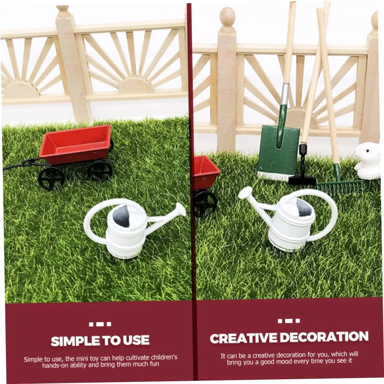 VICASKY 5 Sets Mini Gardening Tool for Dollhouse Garden Decor Miniature Gardening Tools for Creative Accessory for Micro Scenes and Fairy Gardens Safe and Design