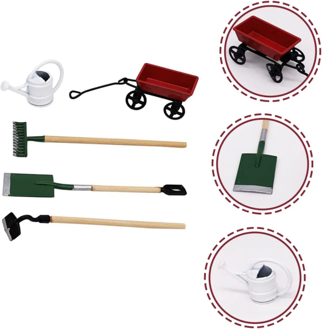 VICASKY 5 Sets Mini Gardening Tool for Dollhouse Garden Decor Miniature Gardening Tools for Creative Accessory for Micro Scenes and Fairy Gardens Safe and Design