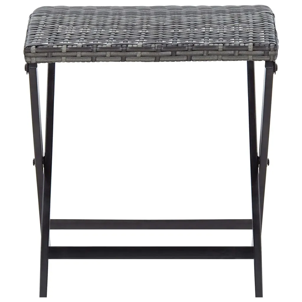 vidaXL Stool Grey PE Rattan Small Foldable Stool Square