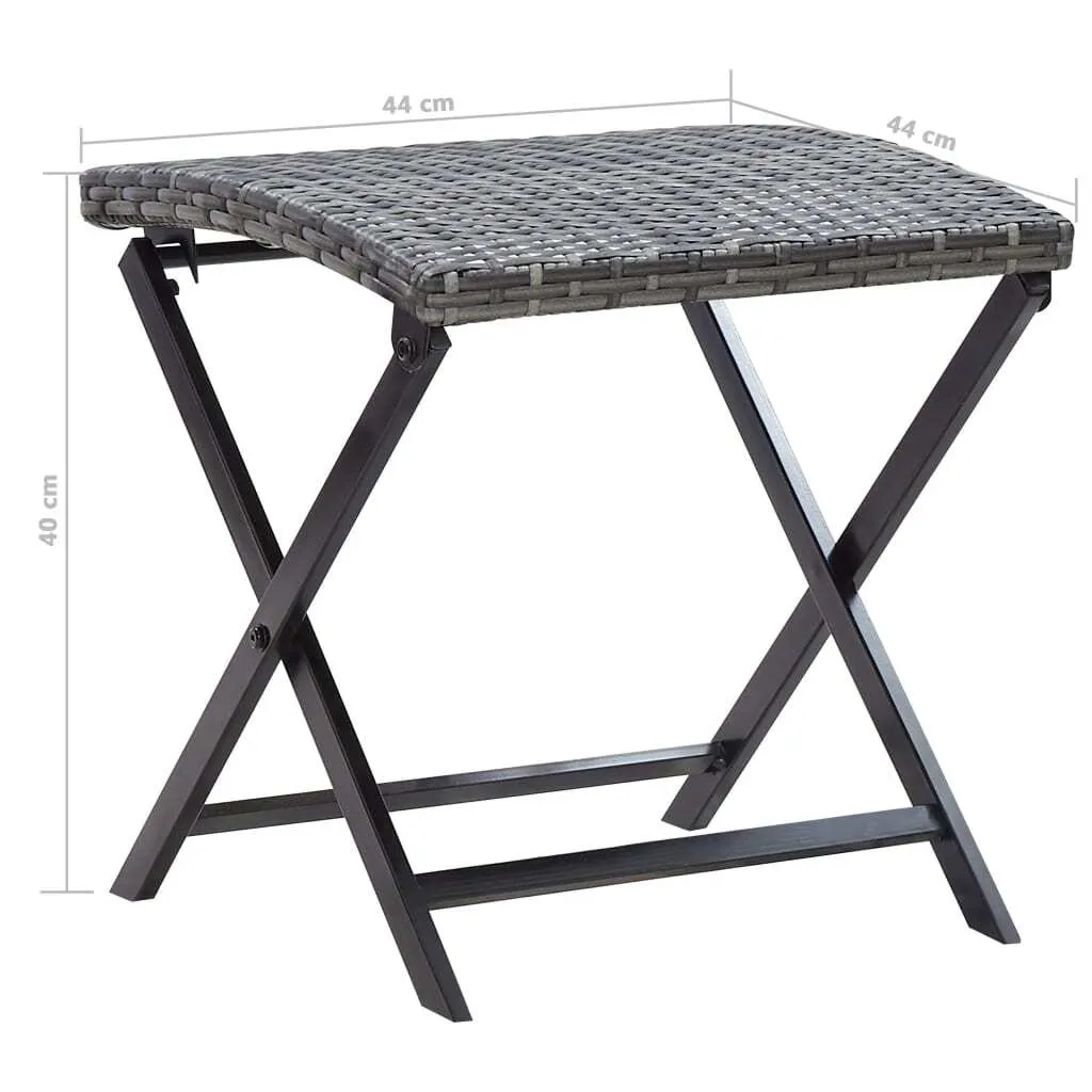 vidaXL Stool Grey PE Rattan Small Foldable Stool Square