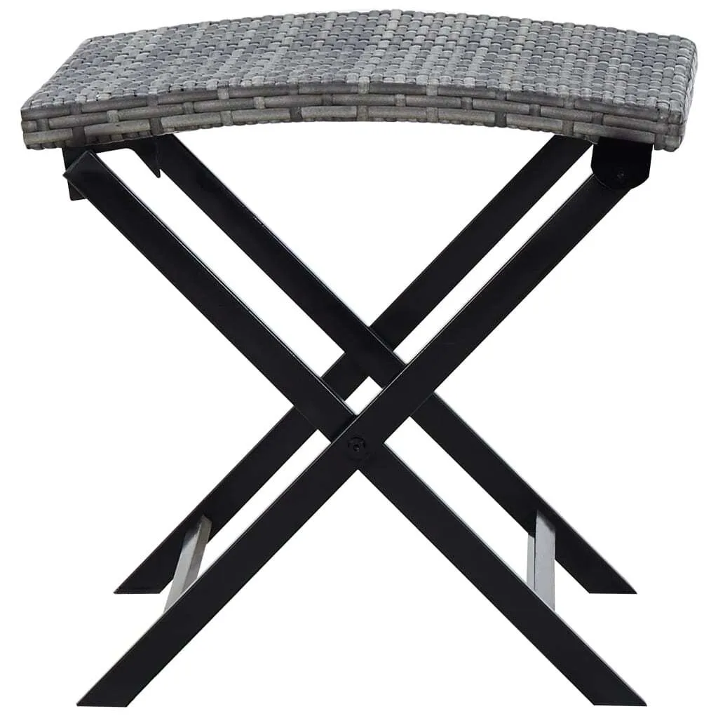 vidaXL Stool Grey PE Rattan Small Foldable Stool Square