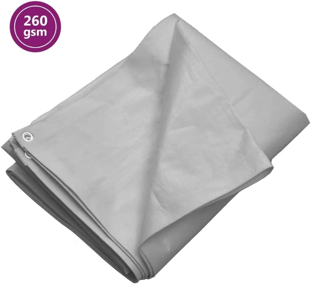 vidaXL Tarpaulin, Multipurpose Outdoor Tarp Tarpaulin with Eyelets, Camping Cover Protection Sheet, 0.9 oz/ft² 13.1'x13.1' Gray HDPE
