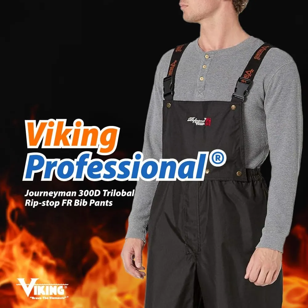 Viking Professional Journeyman 300D Trilobal Rip-Stop Fire Resistant Bib Overalls - FR Pants for Men, Class 1