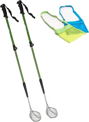 VOS Adjustable 2 Pcs Sand Sifter with Mesh Bags & Extendable Handle (21"–33")| Lightweight Beach Shovel for Collecting Seashells, Sea Glass, Shark Teeth |Back Saver, Durable, Easy to Use