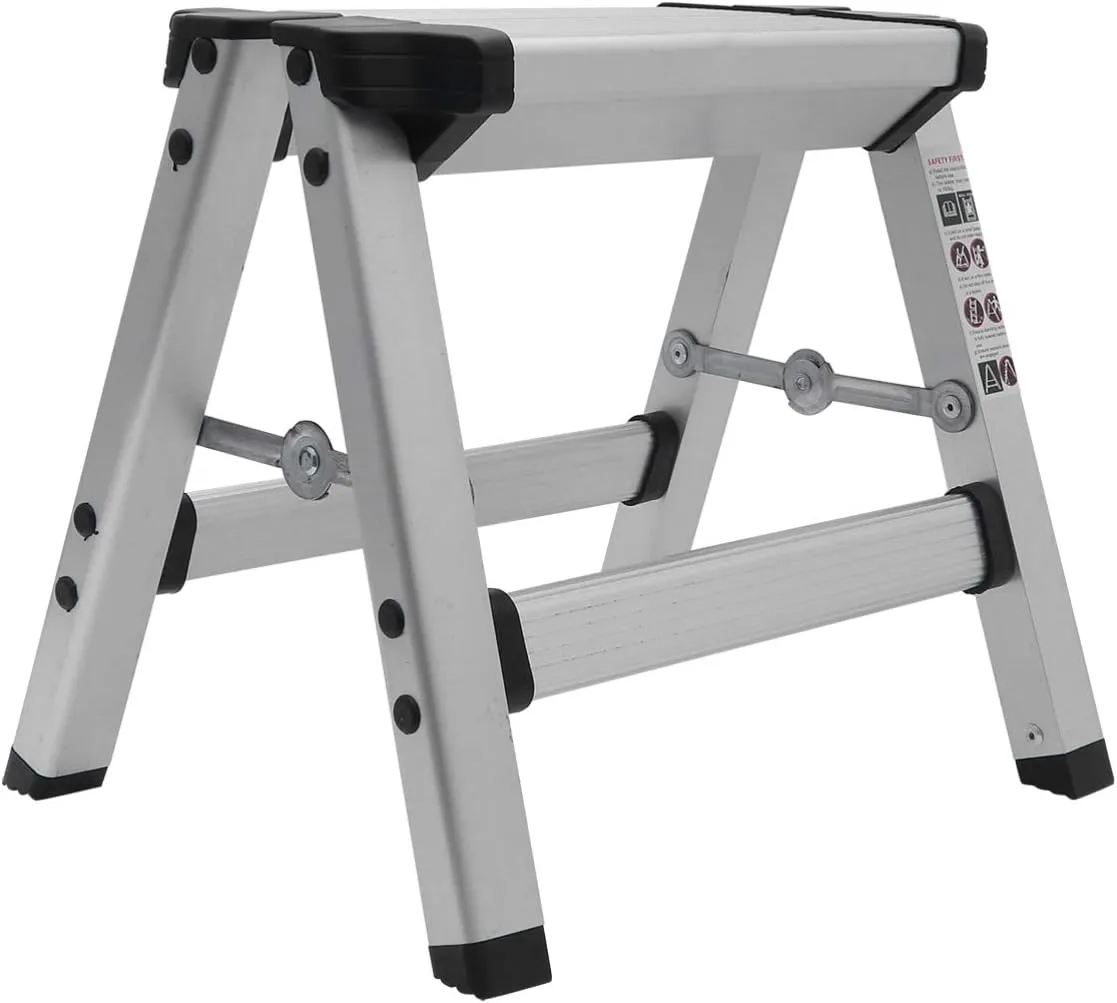 Wakauto Multi-purpose Stepladder Stool Aluminum Alloy Collapsible for Home Office Outdoor Portable Hiking Seat