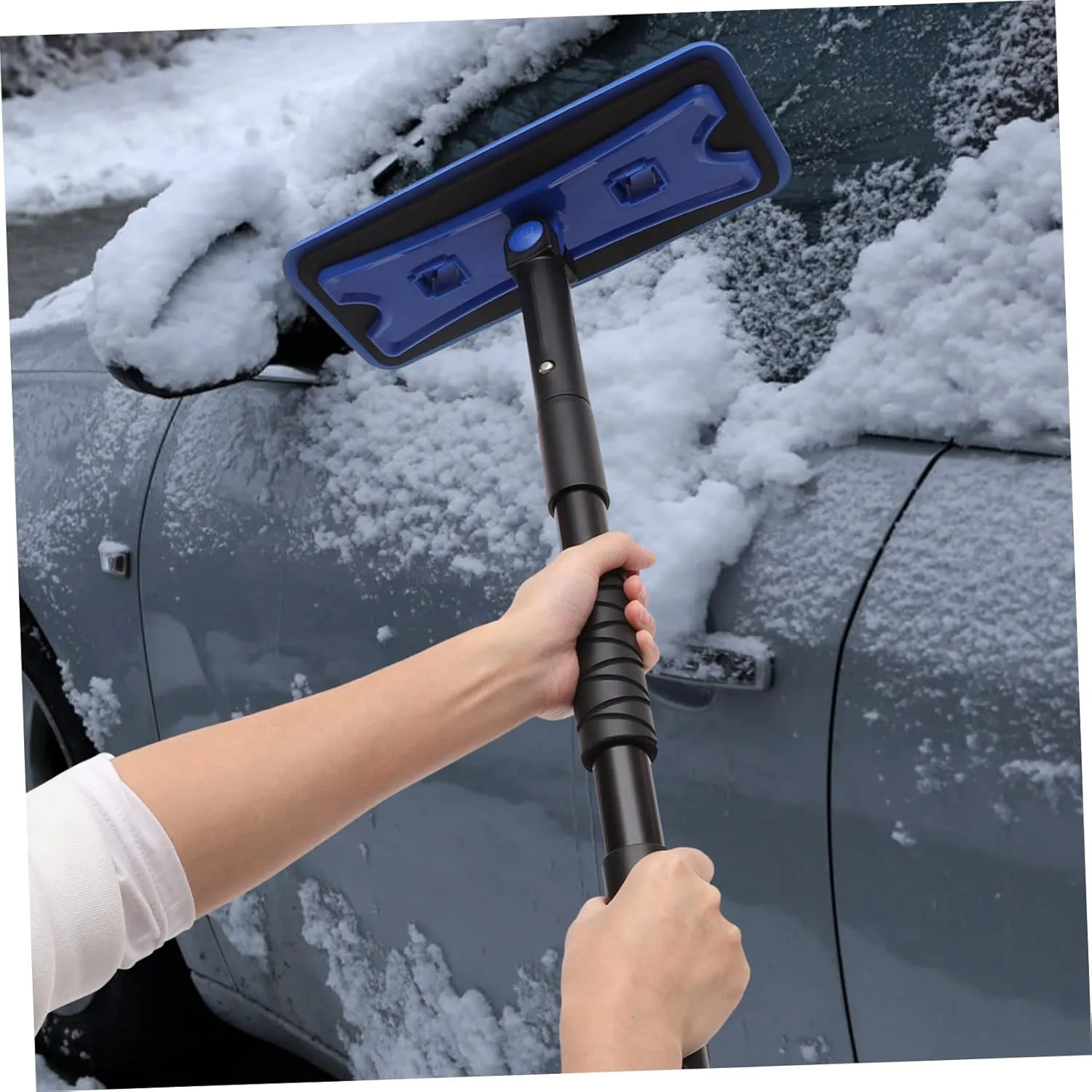 Wakauto Snow Remover Roof Tool Car Ice Scraper Extendable Brush Broom Multi-function Snow Shovel for