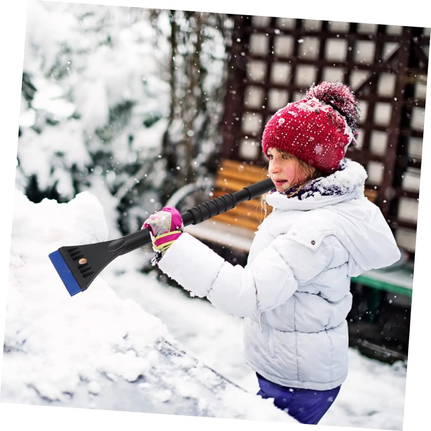 Wakauto Snow Remover Roof Tool Car Ice Scraper Extendable Brush Broom Multi-function Snow Shovel for