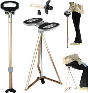 Walking Cane with Seat for Men & Women,Portable Cane Seat with Carry Bag,Lightweight Anti-Slip Walking Stick for Seniors & Adults,Foldable Adjustable Cane Chair for Travel Hiking