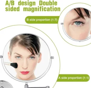 Wall Mount Magnification Retractable Makeup Mirrors Folding Hotel Bathroom Double Sided Mirror Gift