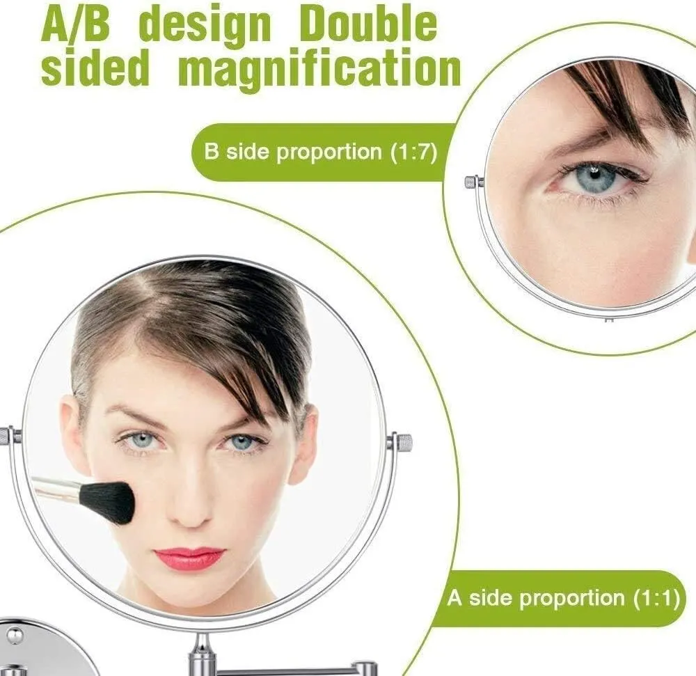 Wall Mount Magnification Retractable Makeup Mirrors Folding Hotel Bathroom Double Sided Mirror Gift