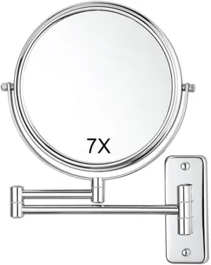 Wall-Mounted Shaving Mirror 7X Magnification   Normal Double Side Cosmetic Make Up Bathroom Makeup Mirror Extending Folding