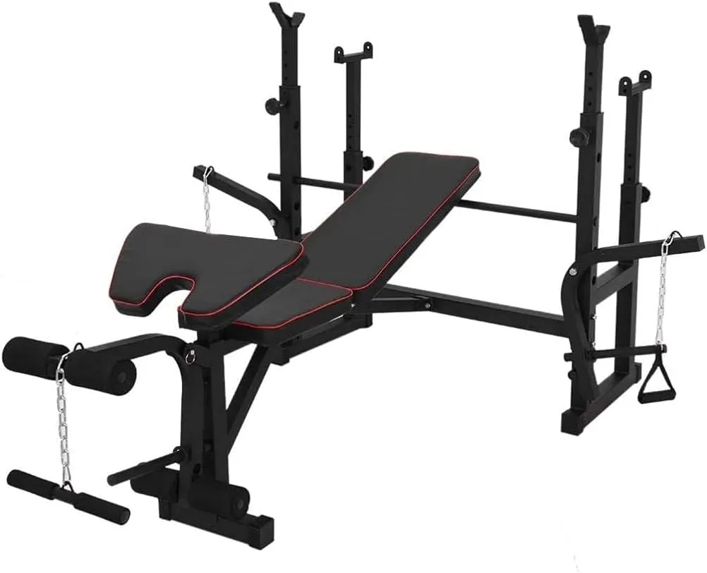 WASHLA Home Dumbbell Bench Multi-Function Weight Lifting Bench Press Bench,Heavy Duty Utility Barbell Squat Rack,Home/Gym Bodybuilding Workout Machine Core Strength Training Fitness Equipment