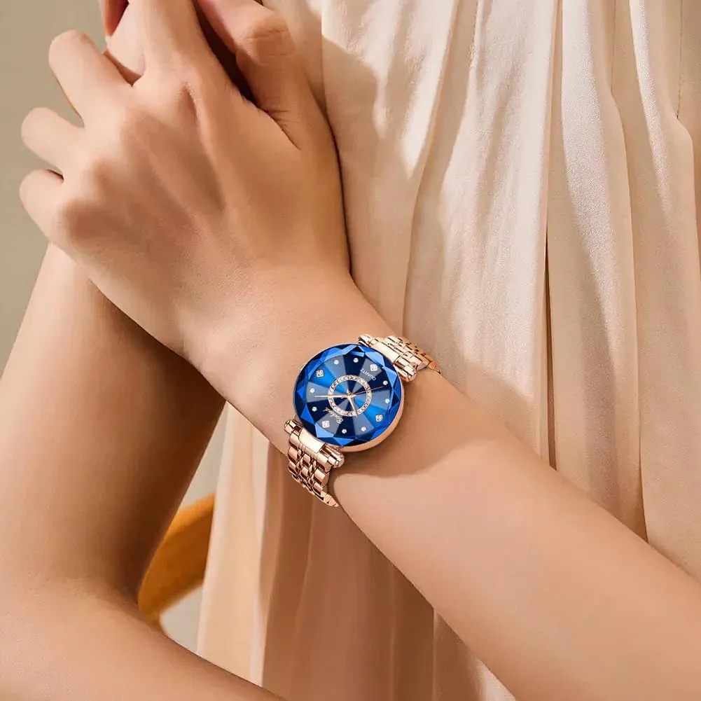 Watches for Women Rose Gold Luxury Diamond Fashion Elegant Dress Stainless Steel Ladies Female Wrist Watch Gift Waterproof