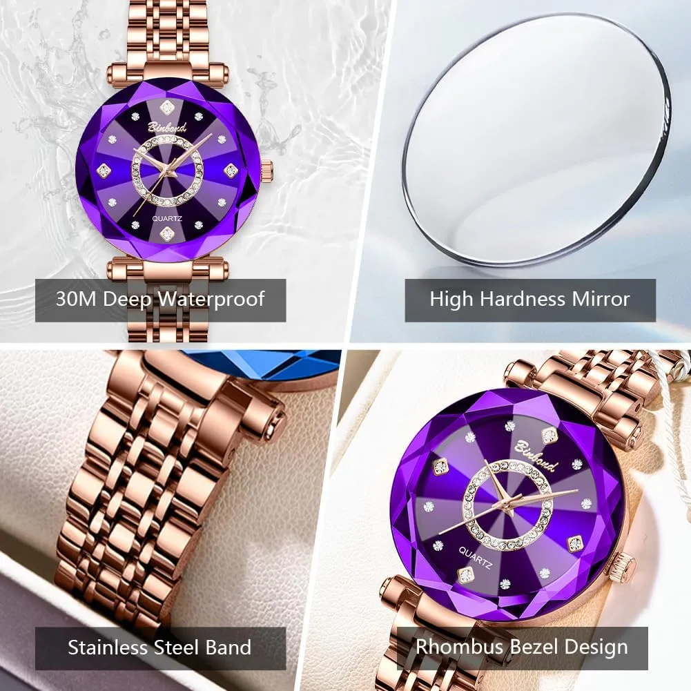 Watches for Women Rose Gold Luxury Diamond Fashion Elegant Dress Stainless Steel Ladies Female Wrist Watch Gift Waterproof