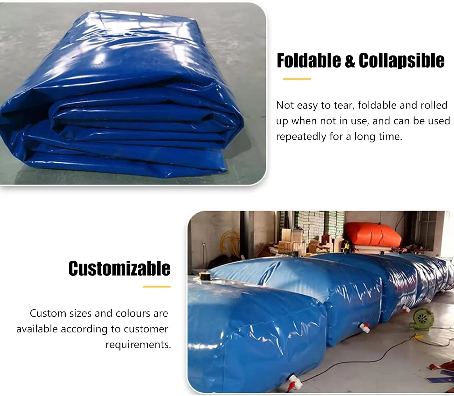 Water Bladder Leak Proof, Portable Emergency Large-Capacity Water Storage Container, Heavy Duty Soft Water Bag Tank for Drought Resistance (Size : 3x1.7x0.8m/4000L/1056Gal)